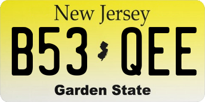 NJ license plate B53QEE