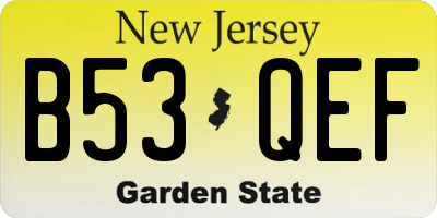 NJ license plate B53QEF