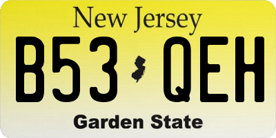 NJ license plate B53QEH