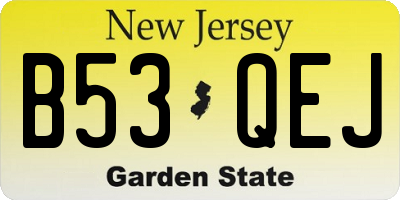 NJ license plate B53QEJ