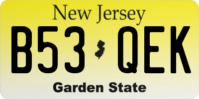 NJ license plate B53QEK