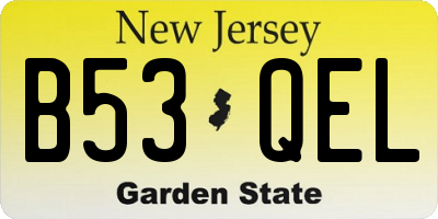 NJ license plate B53QEL