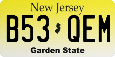 NJ license plate B53QEM