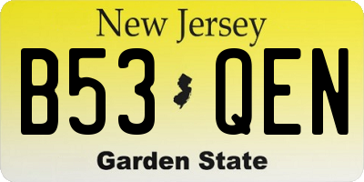 NJ license plate B53QEN