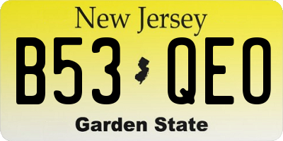 NJ license plate B53QEO