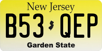 NJ license plate B53QEP