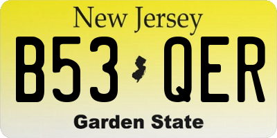 NJ license plate B53QER