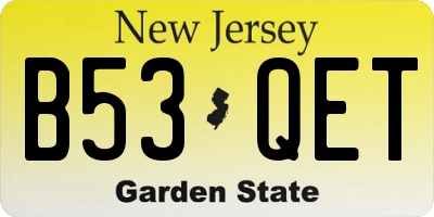 NJ license plate B53QET