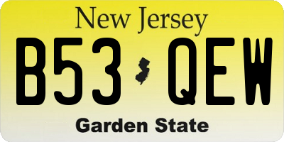 NJ license plate B53QEW