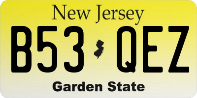 NJ license plate B53QEZ