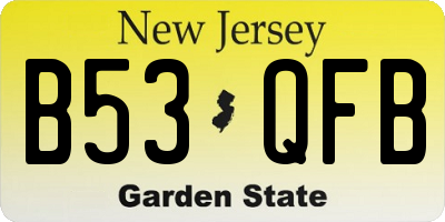 NJ license plate B53QFB