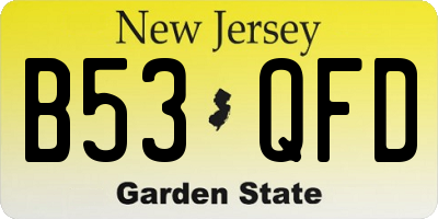 NJ license plate B53QFD