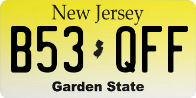 NJ license plate B53QFF