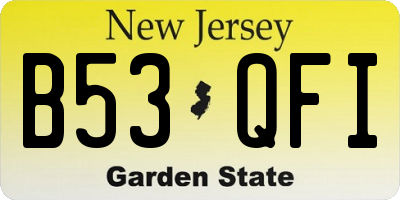 NJ license plate B53QFI
