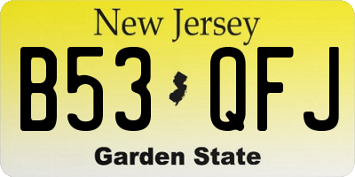 NJ license plate B53QFJ