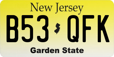 NJ license plate B53QFK