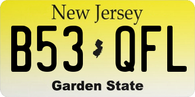 NJ license plate B53QFL
