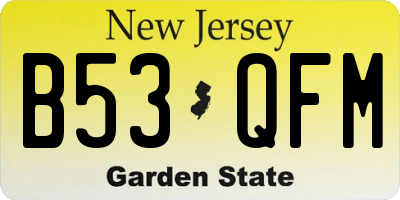 NJ license plate B53QFM