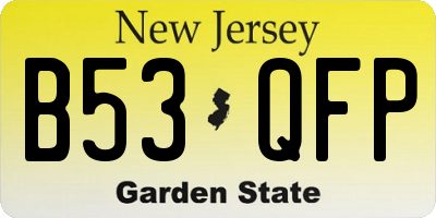 NJ license plate B53QFP