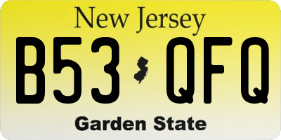 NJ license plate B53QFQ