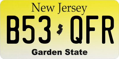 NJ license plate B53QFR