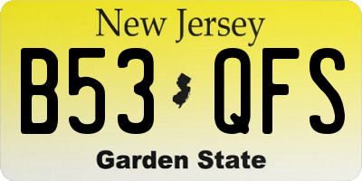 NJ license plate B53QFS