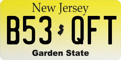 NJ license plate B53QFT