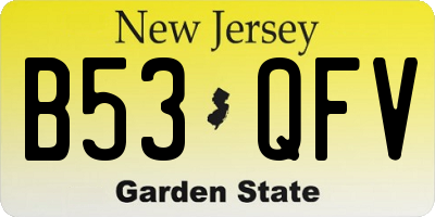 NJ license plate B53QFV