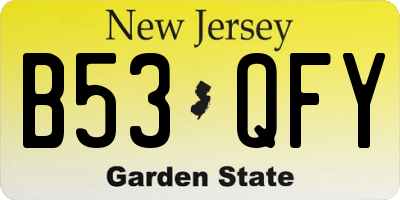 NJ license plate B53QFY