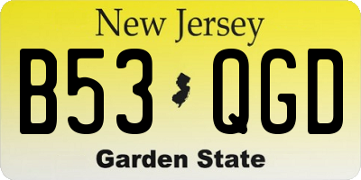 NJ license plate B53QGD