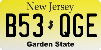 NJ license plate B53QGE