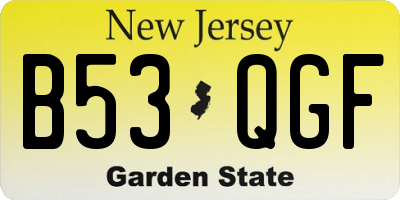 NJ license plate B53QGF