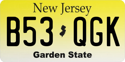 NJ license plate B53QGK