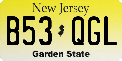 NJ license plate B53QGL