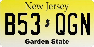 NJ license plate B53QGN