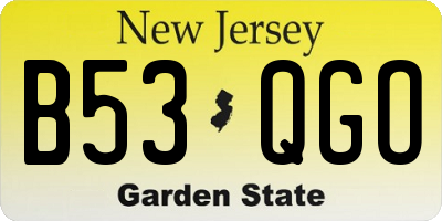 NJ license plate B53QGO