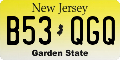 NJ license plate B53QGQ