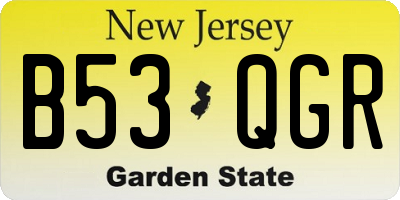 NJ license plate B53QGR