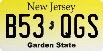 NJ license plate B53QGS