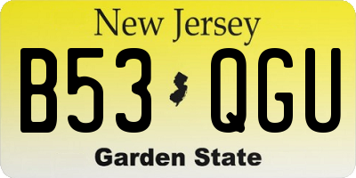 NJ license plate B53QGU
