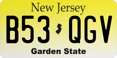 NJ license plate B53QGV