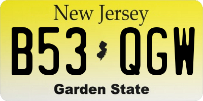 NJ license plate B53QGW