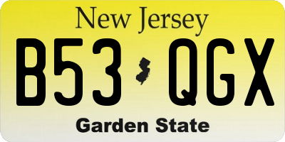 NJ license plate B53QGX