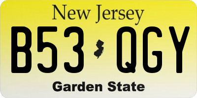 NJ license plate B53QGY