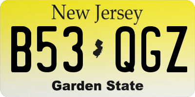 NJ license plate B53QGZ