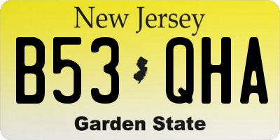 NJ license plate B53QHA