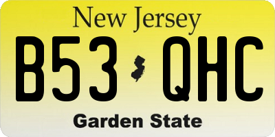 NJ license plate B53QHC