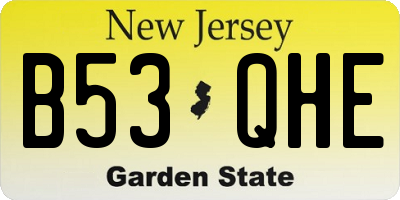 NJ license plate B53QHE