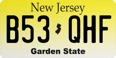 NJ license plate B53QHF
