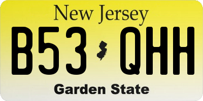 NJ license plate B53QHH